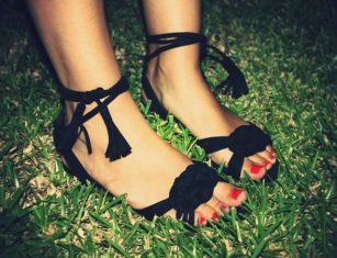h&m sandales noires cuir