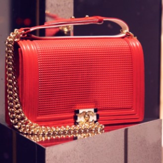 Le boy bag perforated red leather